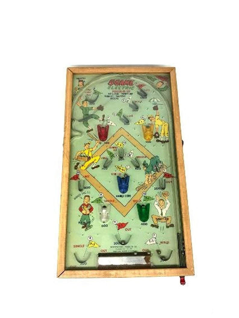 Vintage Pinball Game Table Top Pinball Game Poosh M Up Etsy
