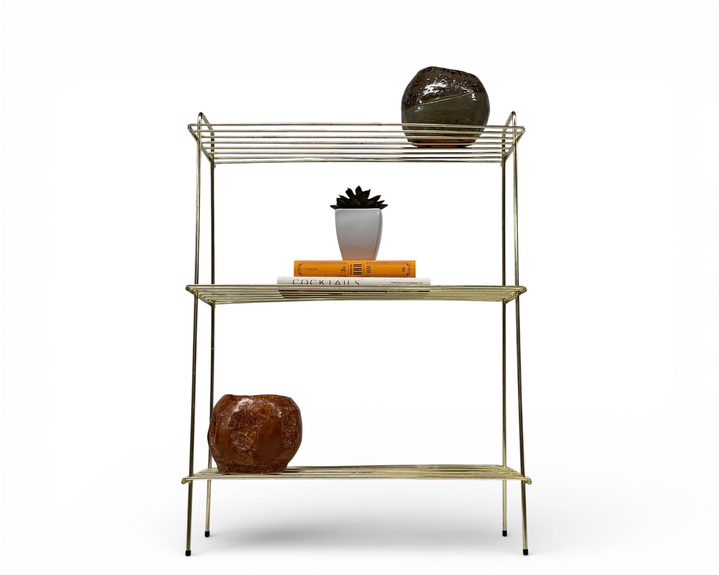 Vintage Mid Century Modern Gold Wire Rack 3 Tier Shelf Storage Stand - Etsy