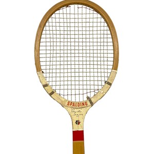 Vintage Wooden Tennis Racket Pair, Spalding Fast Flite, Paucho Segura Special Model with racket press, sports collectible game room decor.