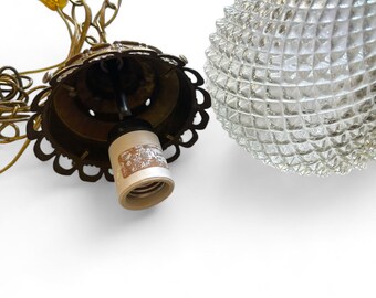 Vintage Mid Century Faceted Glass Swag Light - Teardrop