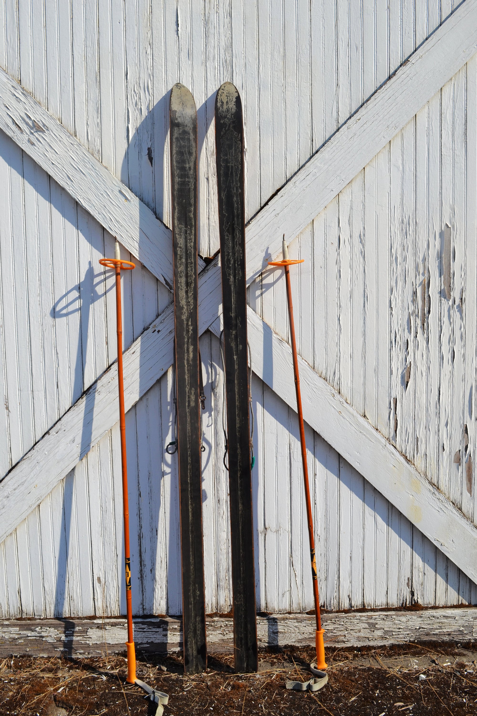 Vintage Mercury Wooden Snow Skis and Lil Jedahl Bamboo Poles