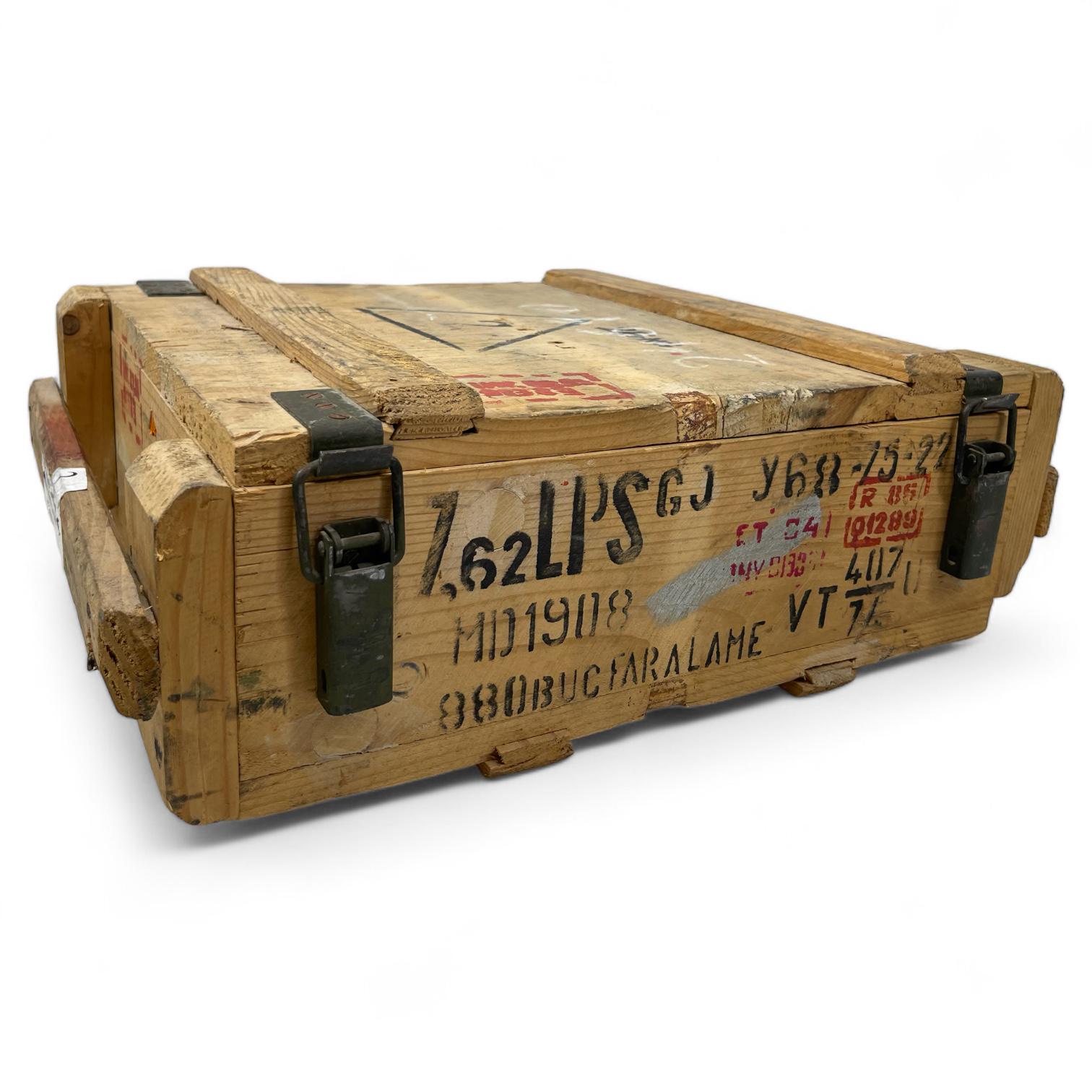 Vintage Military Ammo Box With Lid - Weapon Cartridges
