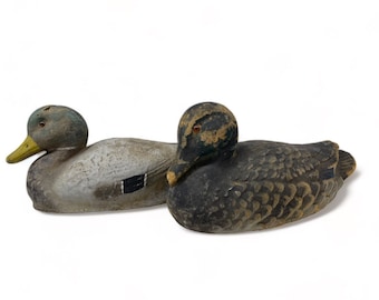 Vintage Duck Decoys - Paper Mache Fiber Mallard Ducks, Hunting Decoy, Carry Lite Decoy, JC Higgins Decoy, Antique Duck Decoy