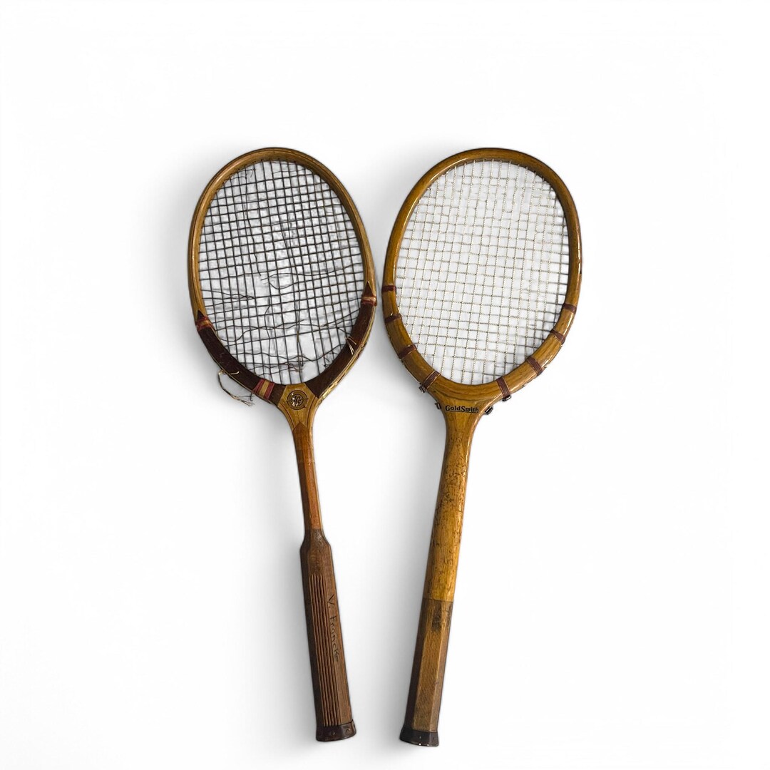 Pair Antique Wooden Tennis Rackets - Goldsmith International, Lowe ...