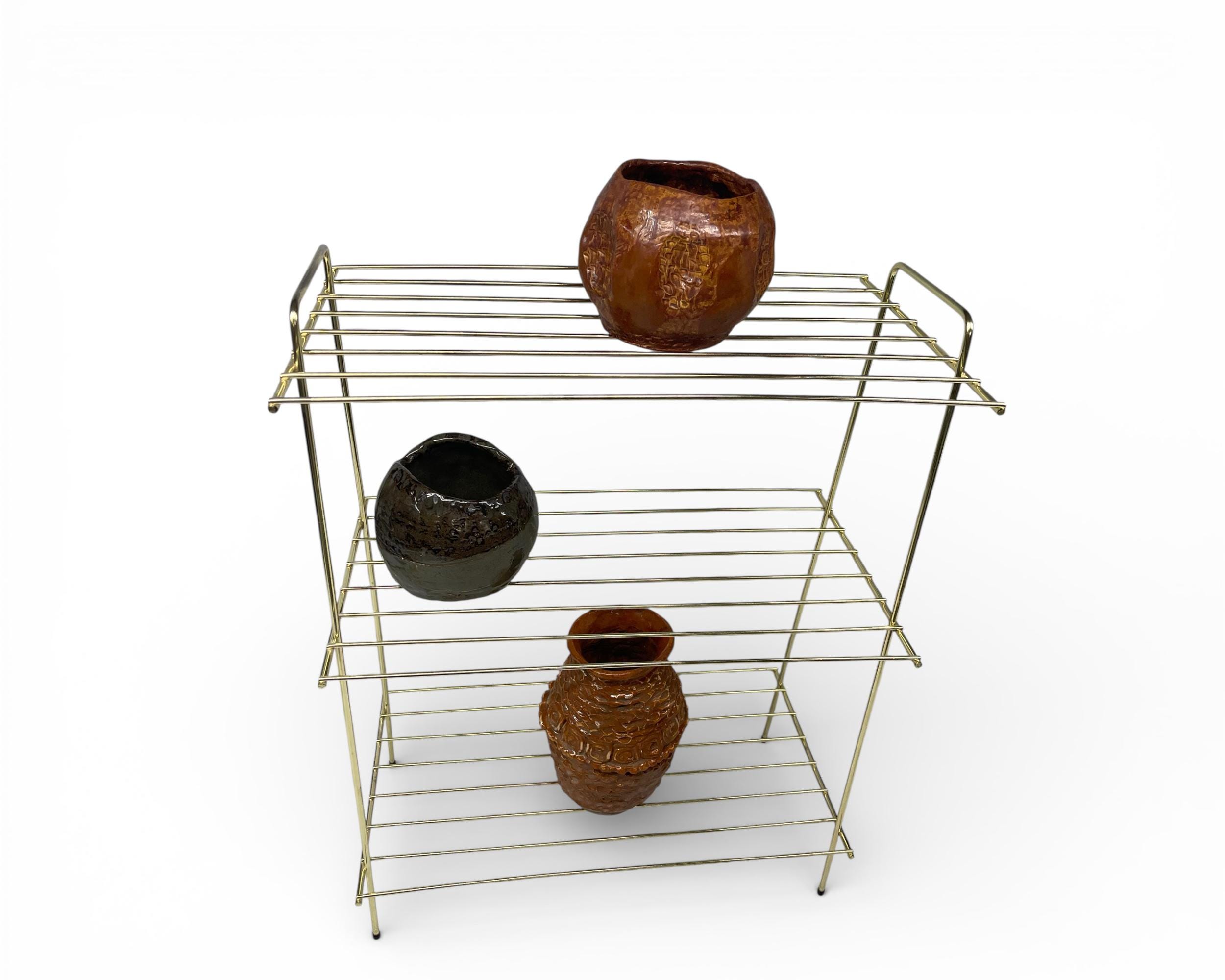 Vintage Mid Century Modern Gold Wire Rack 3 Tier Shelf Storage Stand - Etsy