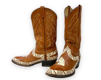Vintage Rudel Leather Cowboy Boots - Embroidered Horse, Made in Mexico