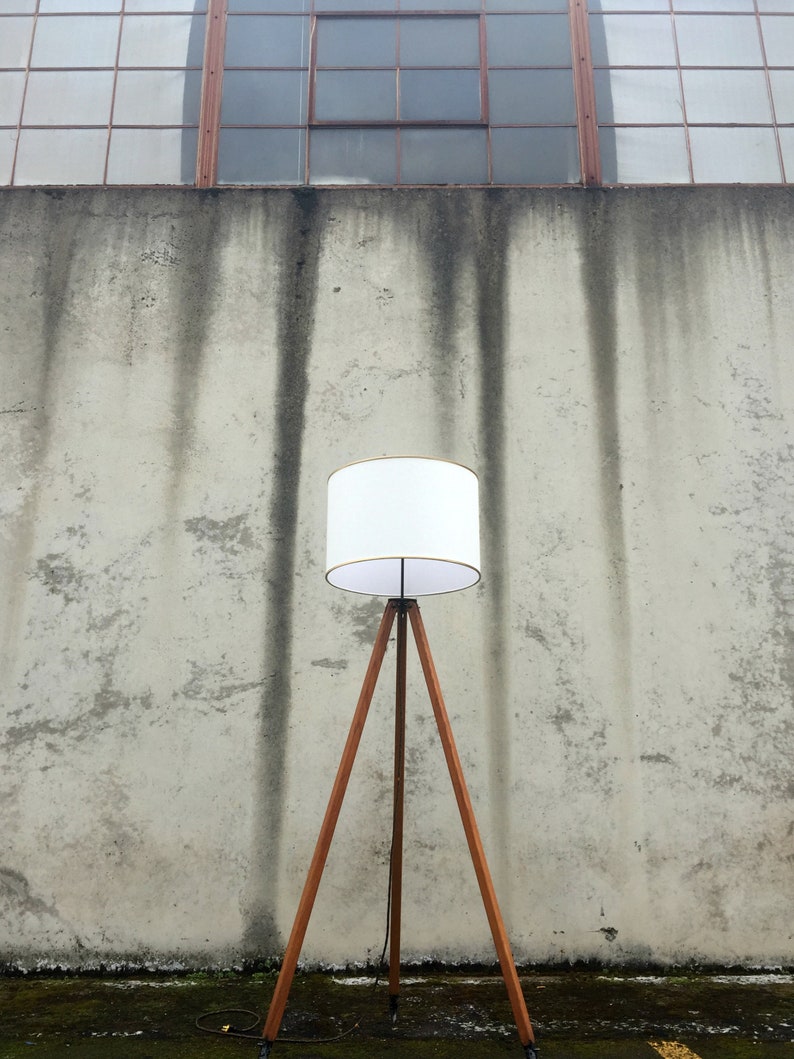 Vintage Tripod Lamp Wooden Surveyor S Floor Industrial Reclaimed Lighting Nautical