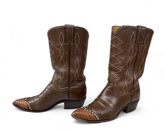 Vintage Justin Two-Tone Wingtip Cowboy Boots – Western Style, Size 6B