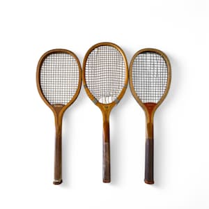 Set of 3 Antique Wooden Tennis Rackets - Favorite by A.G. Spalding, Horne Special, Vintage Sports Decor, Collectible Tennis Equipment
