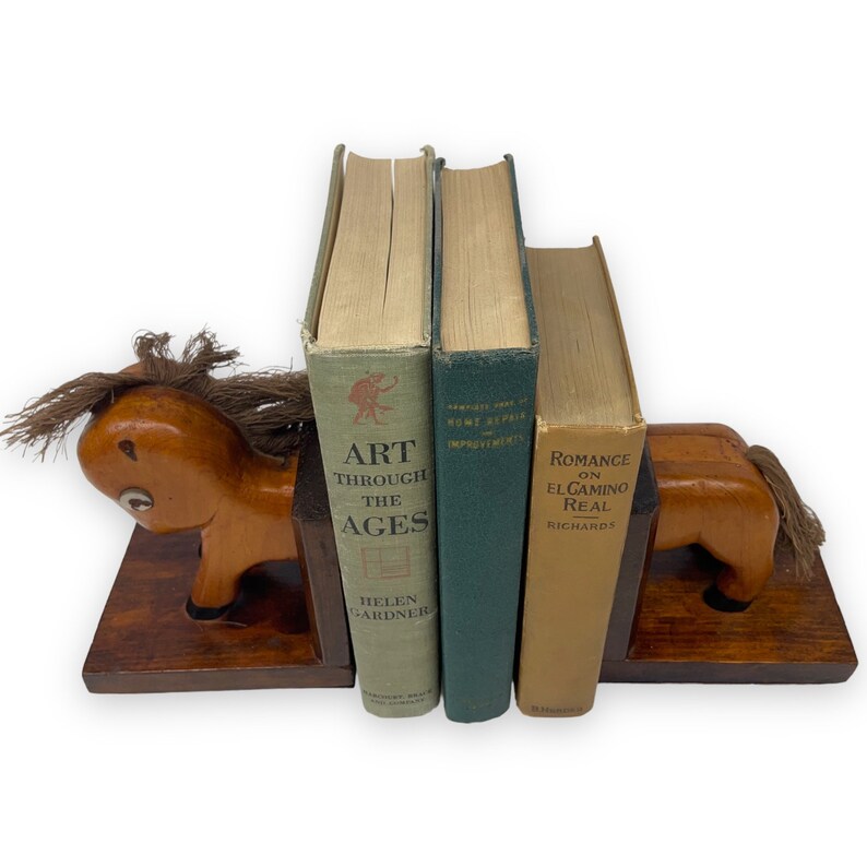 Vintage Horse Bookends Wood Bookends Nursery Bookends Etsy