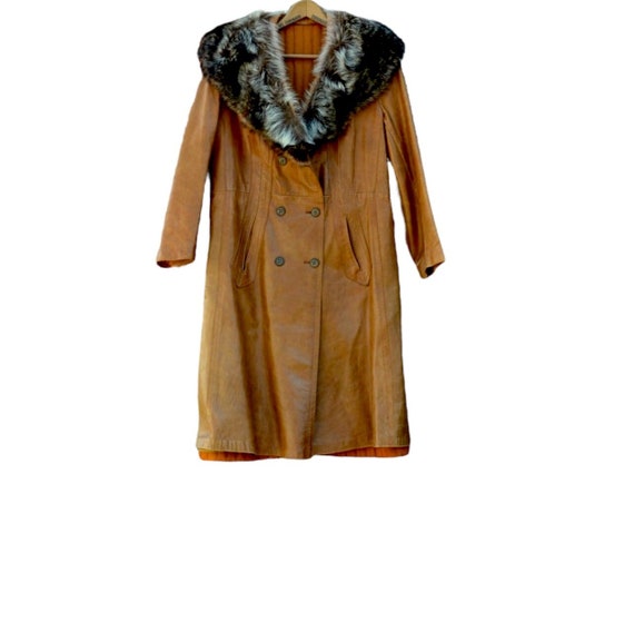 Vintage Leather and Fur Coat, Hollywood Glam Fur … - image 7