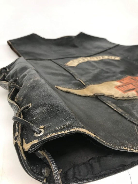 Vintage Harley Davidson Leather Biker Vest with P… - image 7