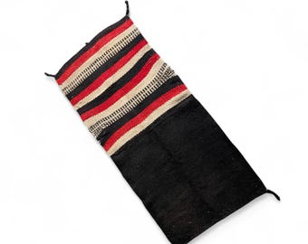 Vintage Southwestern Throw Rug – Geometric Striped Textile, Mexican Artesanias Rya (31x64)