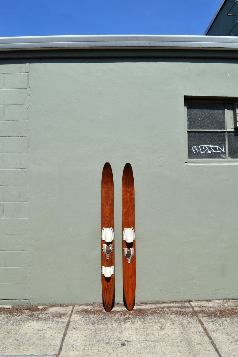 Vintage Water Skis Pair Wooden Water Skis Beach House Decor Etsy