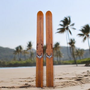 Vintage Retro Wooden  Water Skis, Wood Ski, Mid Century Modern Water Skis, Beach House Decor, Lake House Decor, Coastal Living Home