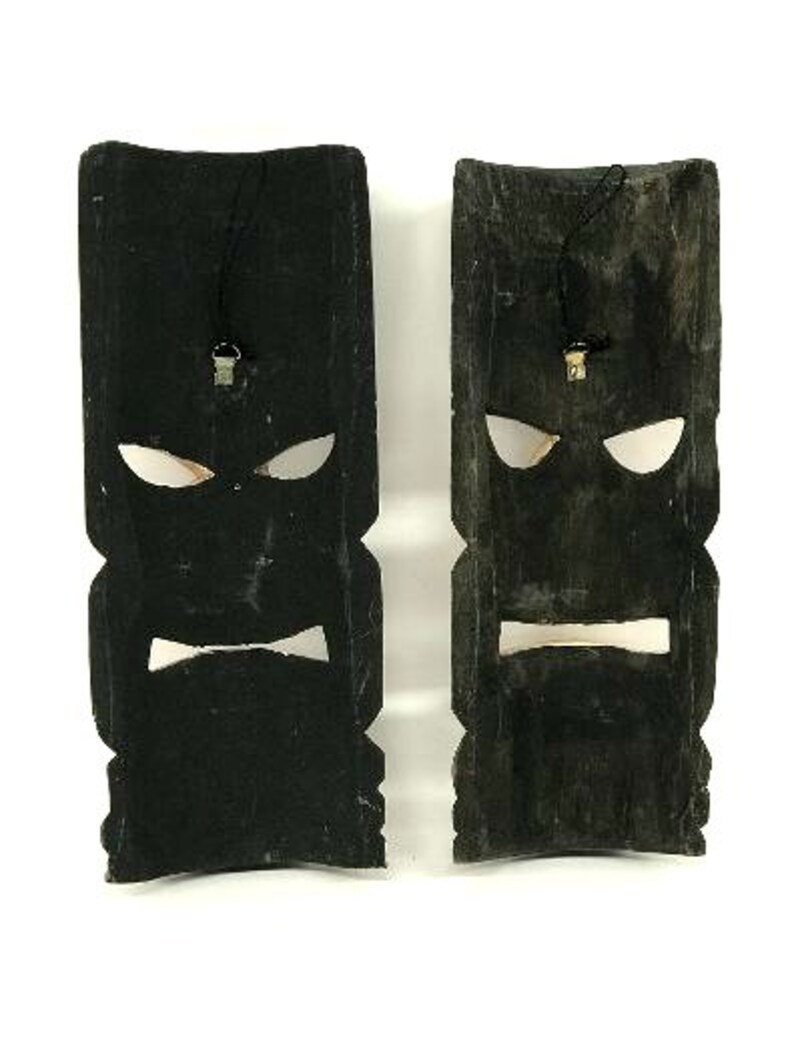 Vintage Tiki Masks Pair Vintage Tiki Bar Decor Vintage Tiki Etsy