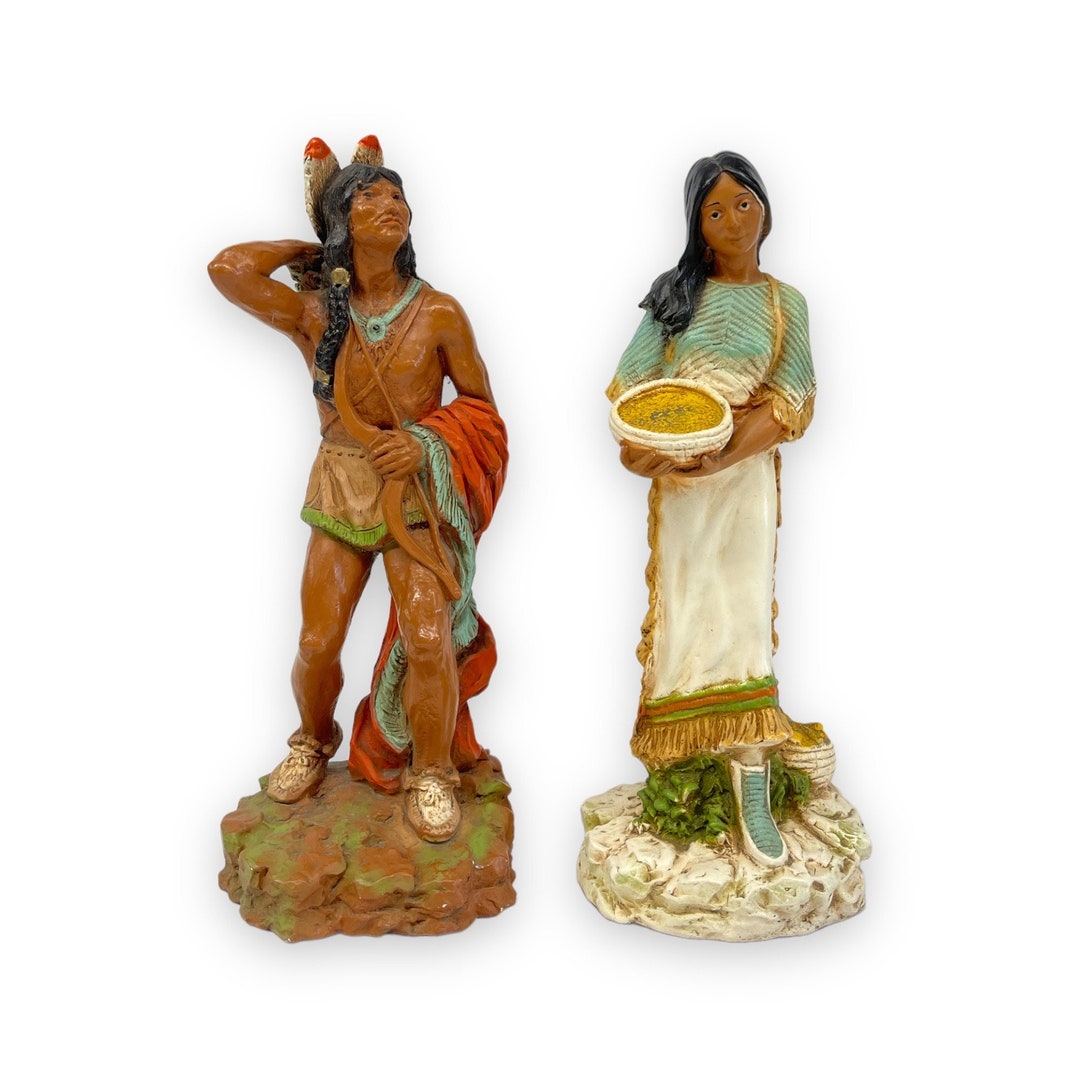 Vintage Native American Ceramic Statues, Indian Chief Universal