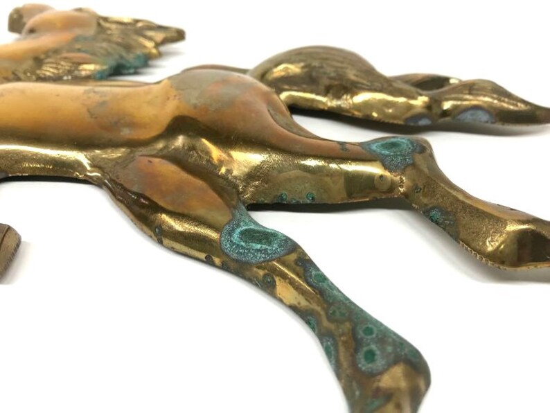 Vintage Solid Brass Running Horses Wall Hanging Brass Wild Etsy