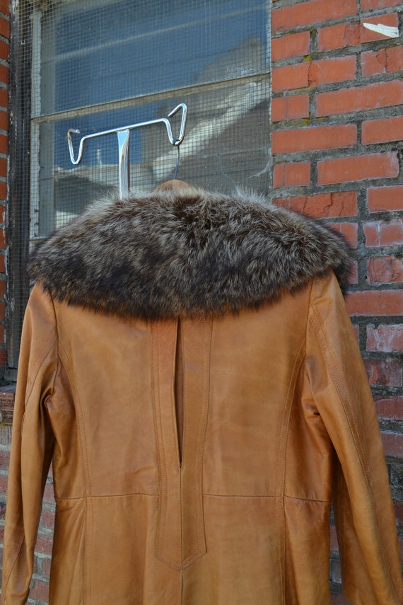 Vintage Leather and Fur Coat, Hollywood Glam Fur … - image 4
