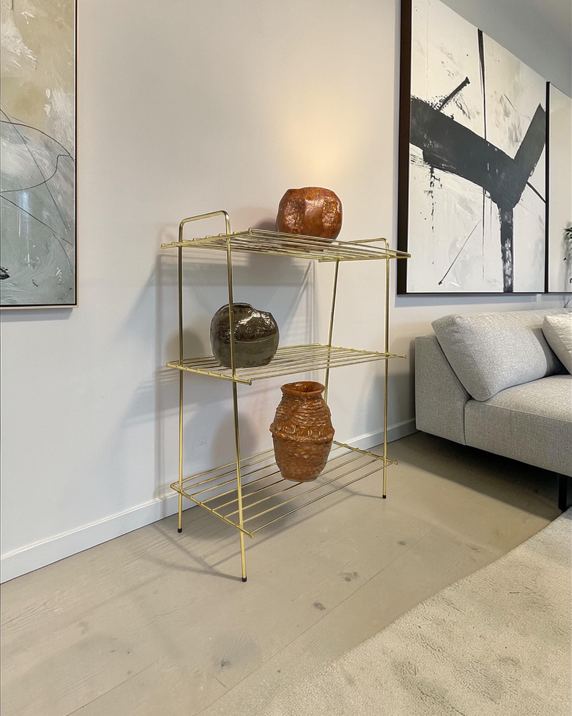 Vintage Mid Century Modern Gold Wire Rack 3 Tier Shelf Storage Stand - Etsy