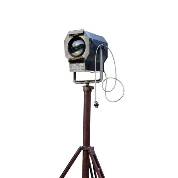 Vintage Mid Century Theater Stage Spotlight Tripod Floorlamp