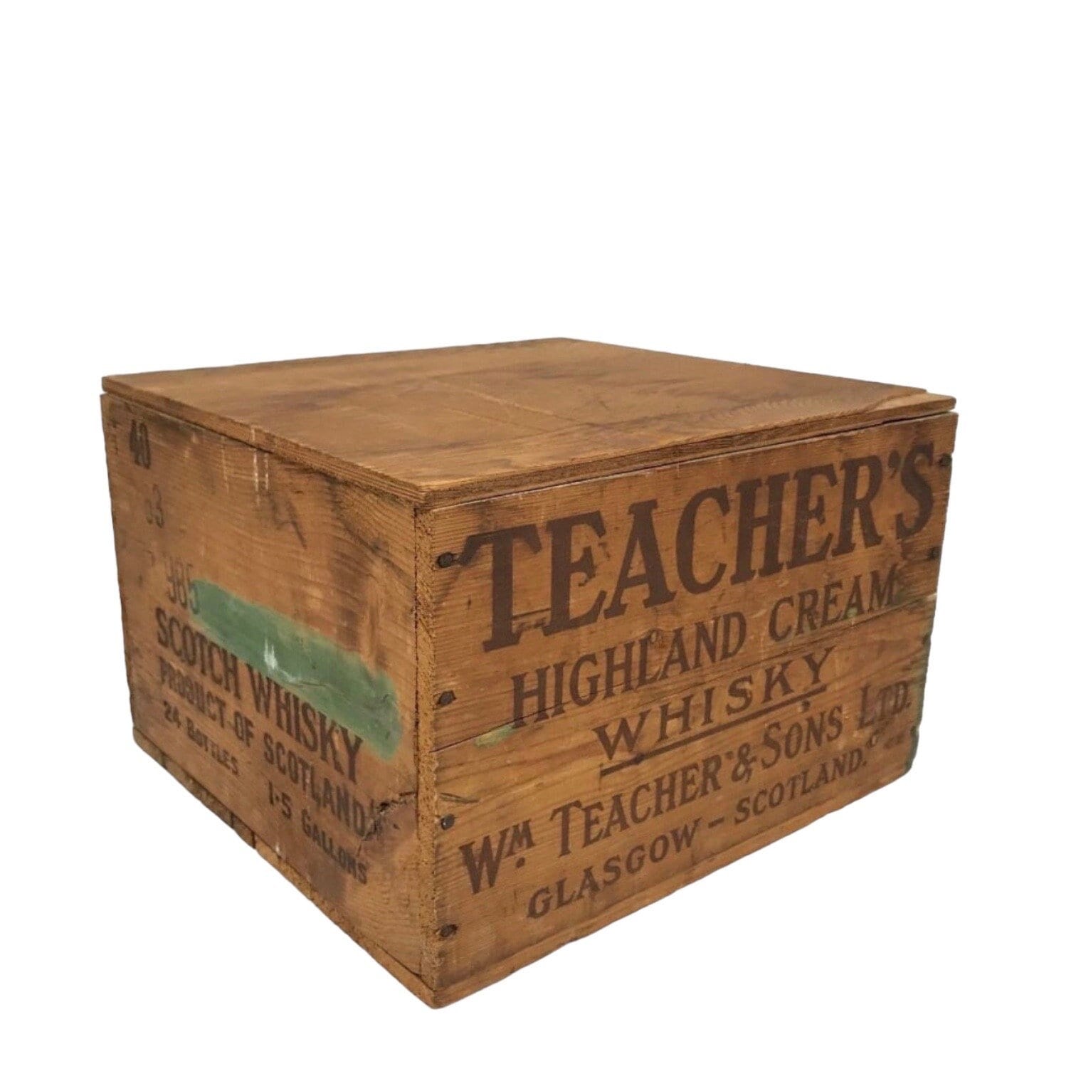 Vintage Teachers Whisky Wooden Box With Lid - Bar Decor, Speakeasy