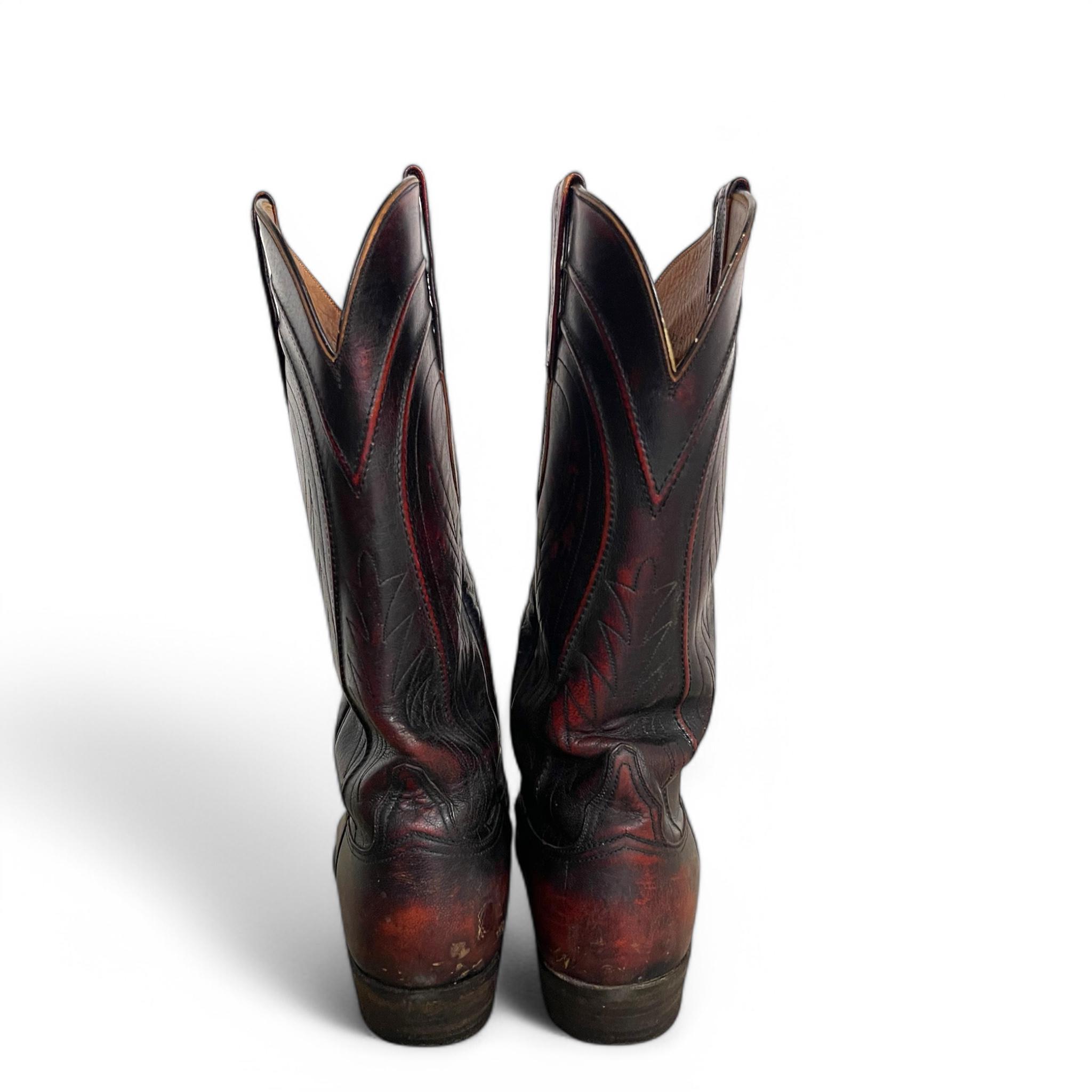 Vintage Lucchese Black Cherry Leather Cowboy Boots – Men