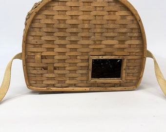 Panier Creel De Pêche Vintage En Osier Et Cuir - Décoration Rustique Cabane Ou Chalet