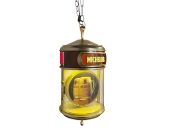 Vintage Michelob Hanging Motion Beer Light, Rotating Medallion