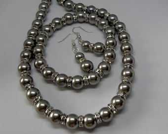 Atemberaubende Silber Glas Halskette mit Magnetverschluss und klare Diamante Abstandshalter Set