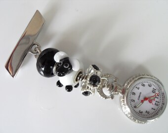 Unique Animal Charm Murano Beaded Fob Watches for Nurses, Carers and Beauticians