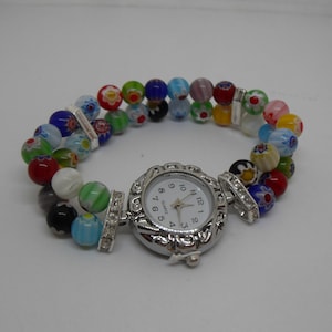 Millefiori Floral Glass Beaded Watch