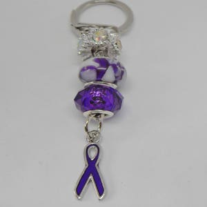 Beautiful Purple Fibromyalgia Awareness Bag Charm/ Key Ring
