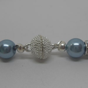 Beautiful Powder Blue Czech Glass Pearl Necklace, Bracelet and Sterling Silver Earring Set image 7