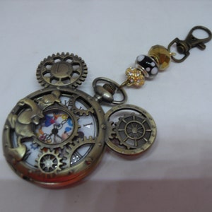 Steampunk Mickey Mouse Pocket Watch Bag Charm