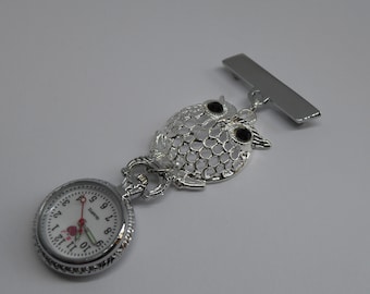 Nurses, Carers, Beauticians Silver Filligree Owl Fob Watch