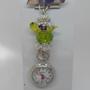 Glas schildpad Beaded Fob horloge voor dierenartsen, verpleegsters, verzorgers en schoonheidsspecialisten