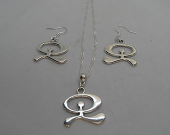 Indalo Man Sterling Silver Necklace and Pendant with Matching Earrings