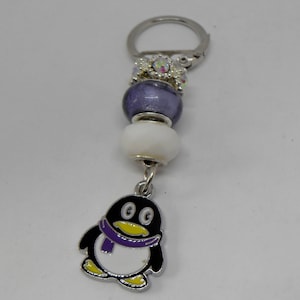 Pretty Purple Penguin Children or Adults Bag Charm/ Key Ring