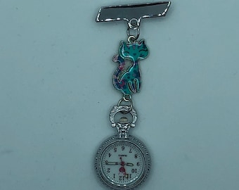 Montre bleu chat pour infirmières