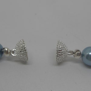 Beautiful Powder Blue Czech Glass Pearl Necklace, Bracelet and Sterling Silver Earring Set image 6