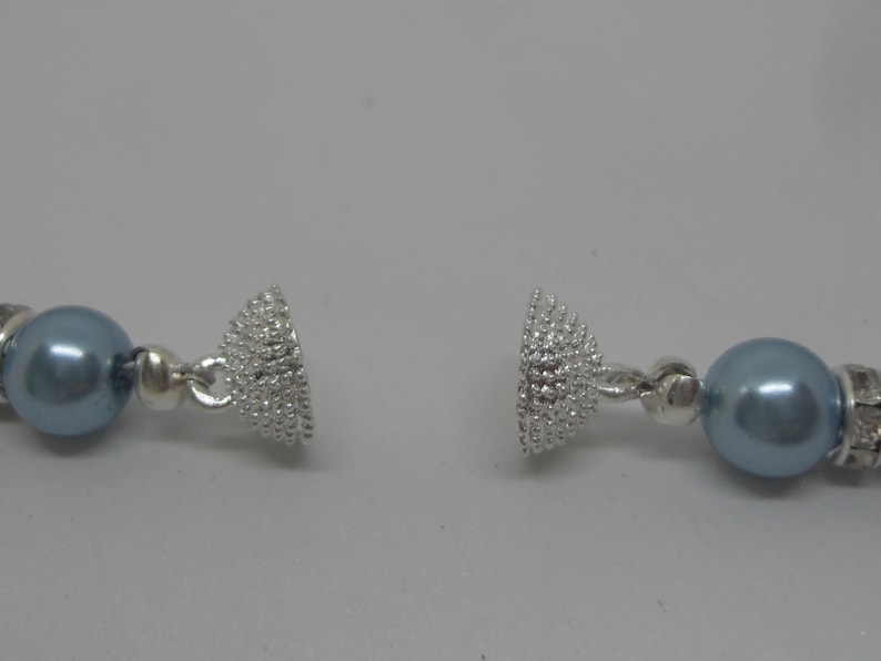 Beautiful Powder Blue Czech Glass Pearl Necklace, Bracelet and Sterling Silver Earring Set image 6