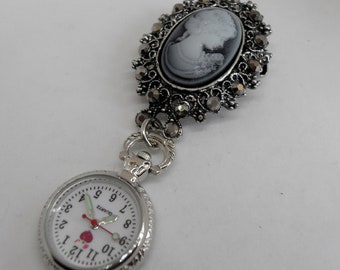 Vintage Cameo Brooch Fob Watch