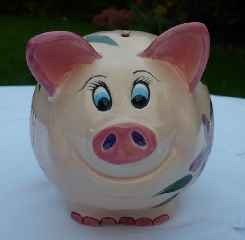 Hand Painted Ceramic Pig Money Box Bank, Birth and Christening Gift Etsy