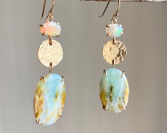 Ethiopian Opal + Peruvian Opal Earrings