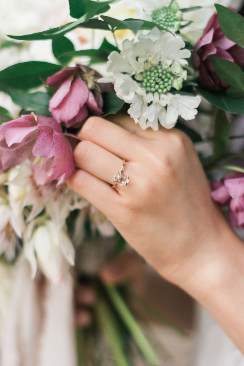 Herkimer Diamond Quartz Ring in Rose Gold image 3