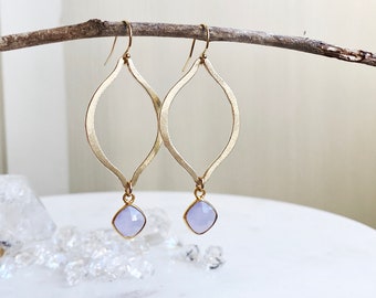 Marquise Earrings in Lavender Chalcedony