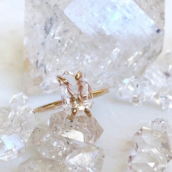 Herkimer Diamond Ring in Gold