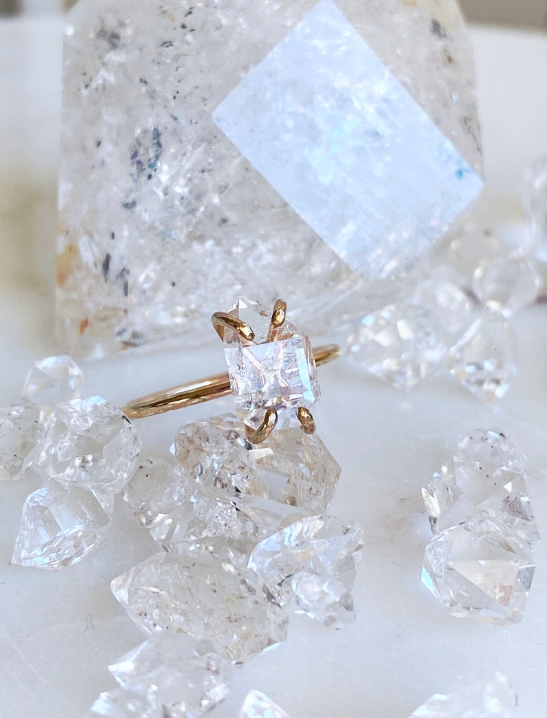 Herkimer Diamond Quartz Ring in Rose Gold image 5