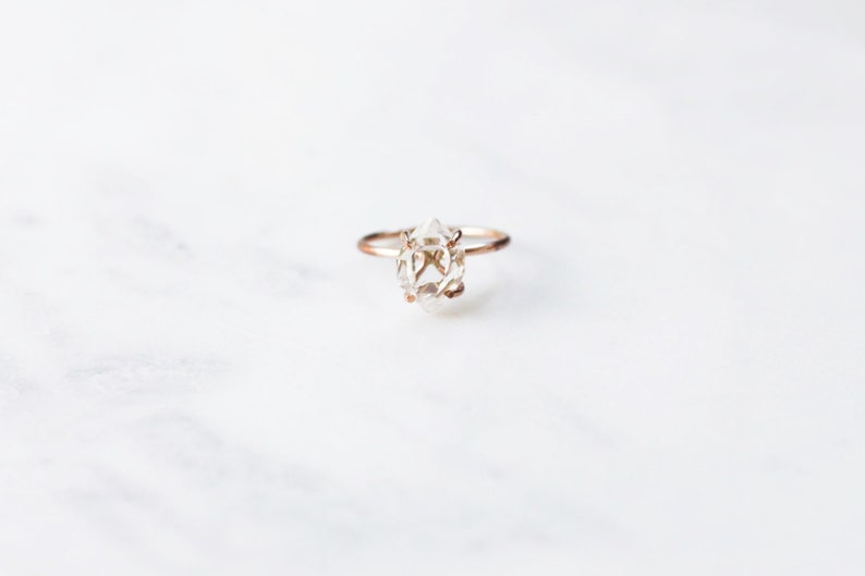 Herkimer Diamond Quartz Ring in Rose Gold image 6